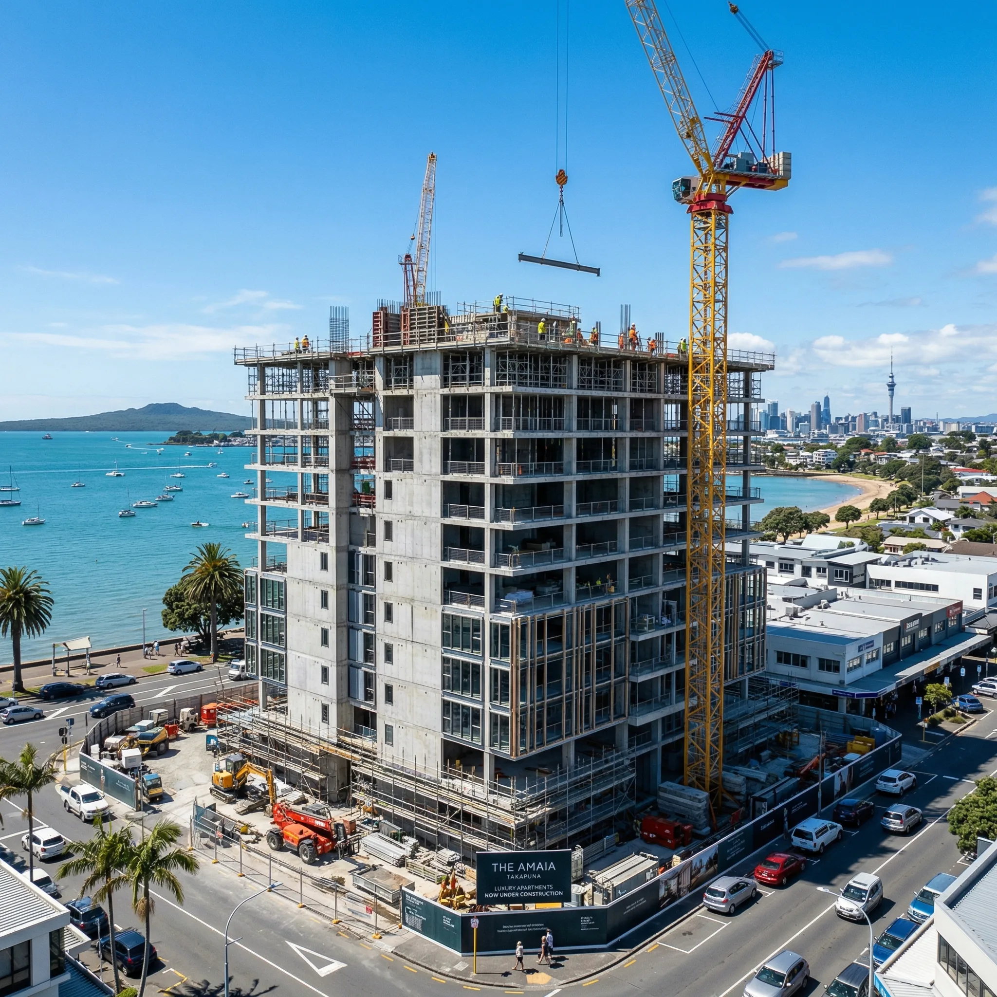 Modern apartment building construction in Takapuna Auckland