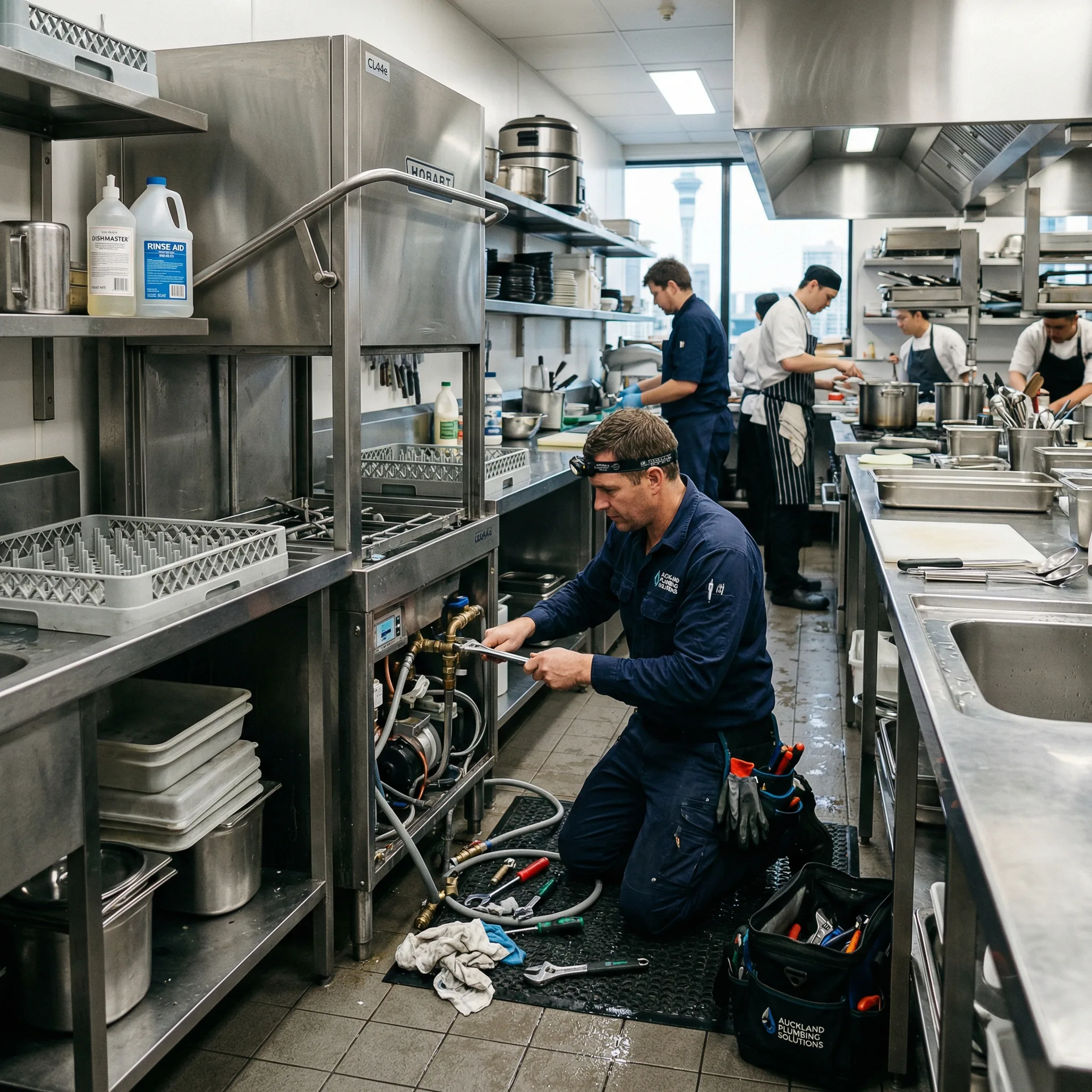 Commercial kitchen plumbing in Auckland restaurant