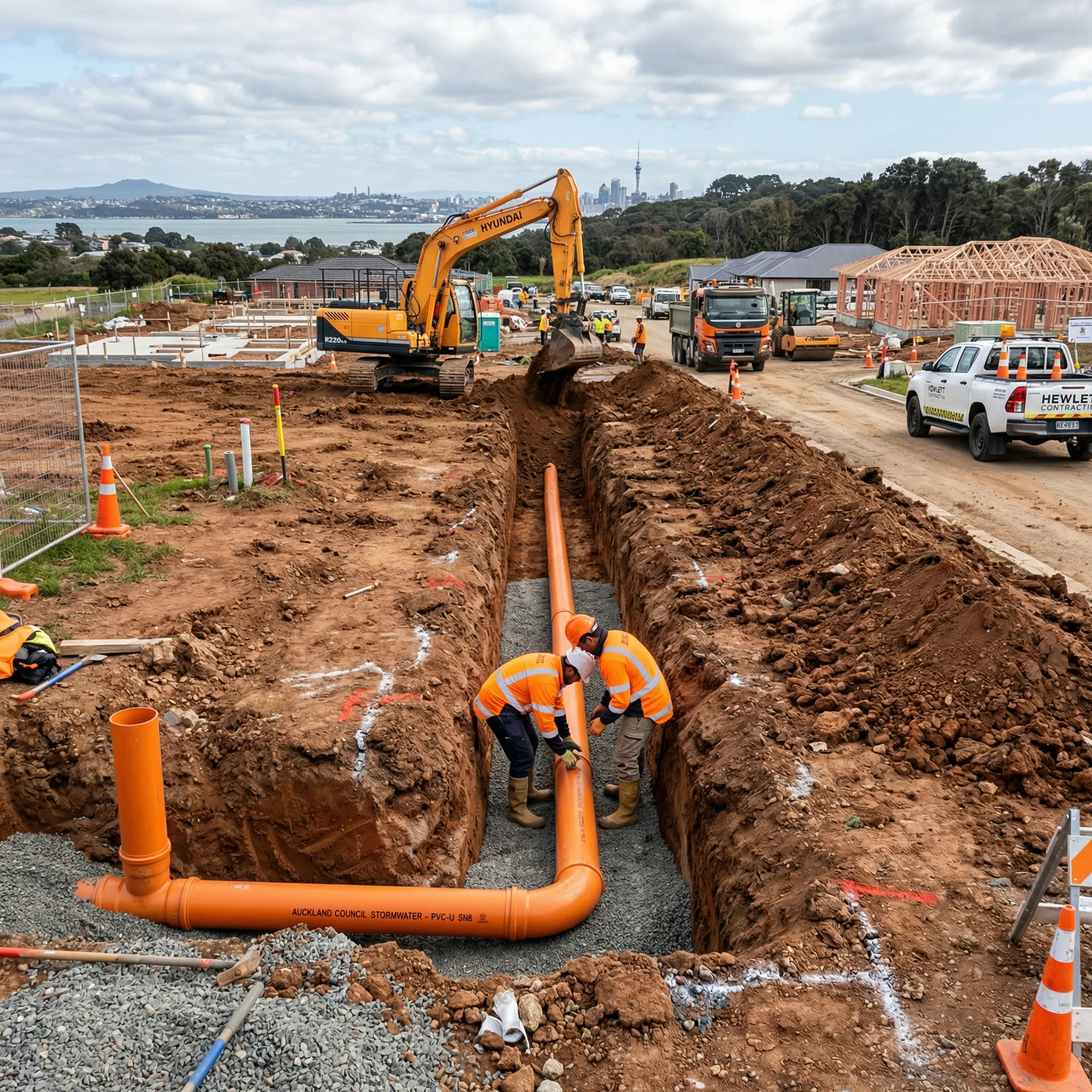 Stormwater drainage installation in new Auckland subdivision