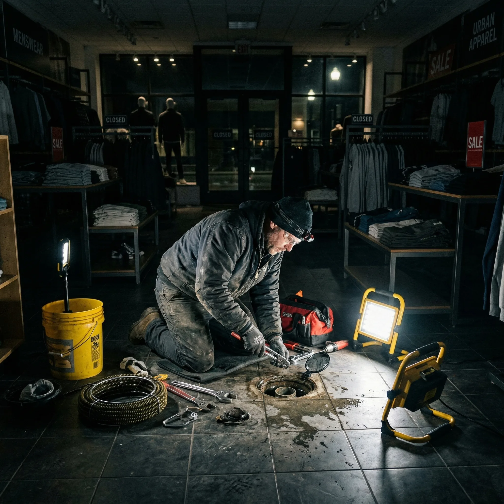 After-hours plumbing maintenance in Auckland retail store